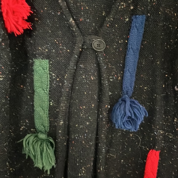 Mondi black flecked wool cardigan with Pom Pom detailing EU 36/ US 6 - Picture 2 of 8